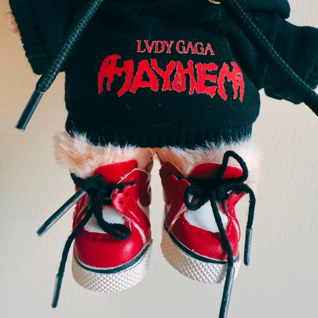 Handmade Celebrity-Inspired Black hoodie with bold red “Monster”-style Outfit 🔥