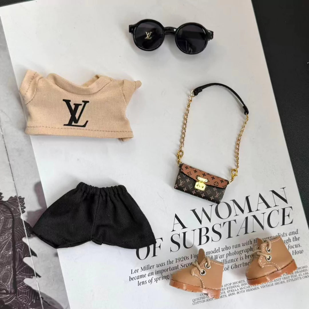 Handmade Luxury-Inspired Beige Long-Sleeve Outfit