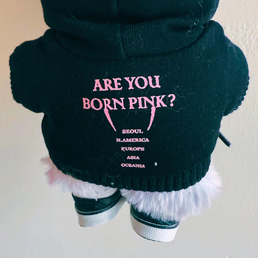 Handmade Celebrity-Inspired Black hoodie with Pink Tour-style Outfit