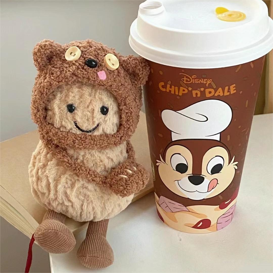 Bear Hoodie on 15cm plush doll: brown sherpa-style bear hoodie with adorable rounded ear details on the hood, decorative w...
