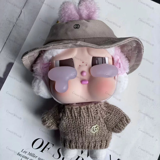 Handmade Designer-Style Beige Hat & Knitted Sweater Outfit