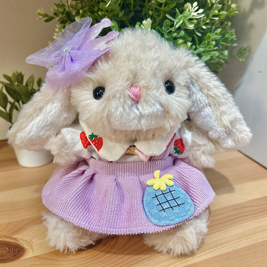 Strawberry Purple Dress Outfit fits Jellycat rabbit-sized plush