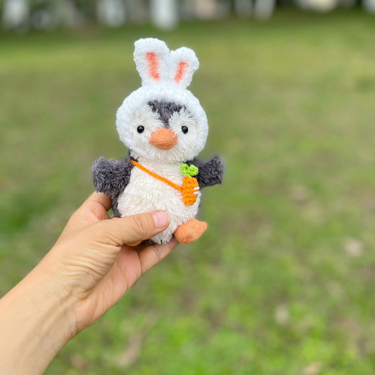 Handmade Bunny Hat Outfit fits Jellycat Penguin-sized plush