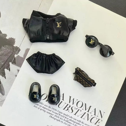 Handmade Luxury-Inspired Black Faux-Leather Jacket & Pants Outfit
