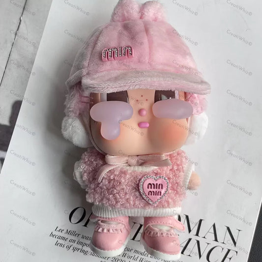Handmade Designer-Style Pink Cap & Fleece Top Outfit