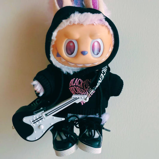 Handmade Celebrity-Inspired Black hoodie with Pink Tour-style Outfit