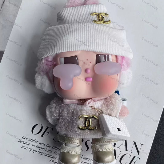 Handmade Designer-Style White Hat & Fluffy Dress Outfit