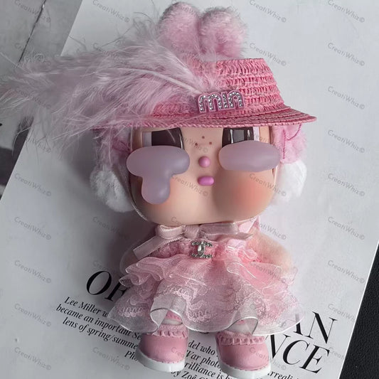 Handmade Designer-Style Pink Woven Hat & Lace Dress Outfit