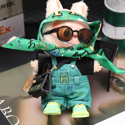 Handmade Luxury-Style Green Denim Overall Outfit