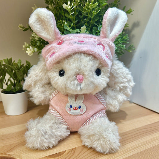 Pink Bunny Hood & Romper Outfit fits Jellycat rabbit-sized plush