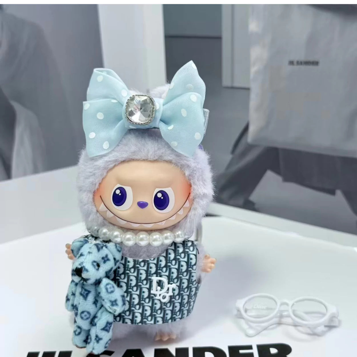 Handmade Luxury-Inspired Blue Bow Outfit